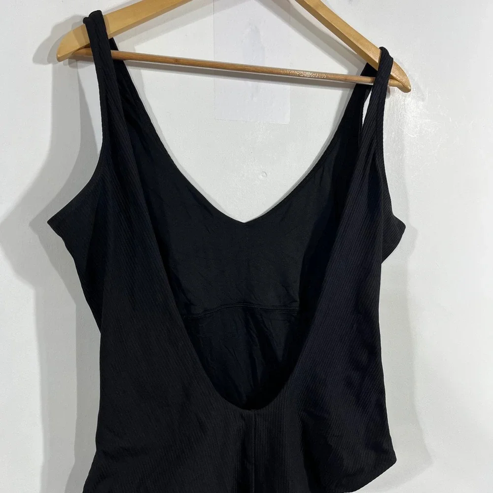 Andie Swim Euro Summer Resort Beachy Black One Piece Swimsuit Low Back Womens XL